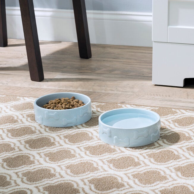 Set Of Two Manor Blue Small Pet Dog Cat Bowls, , on-hover image number null