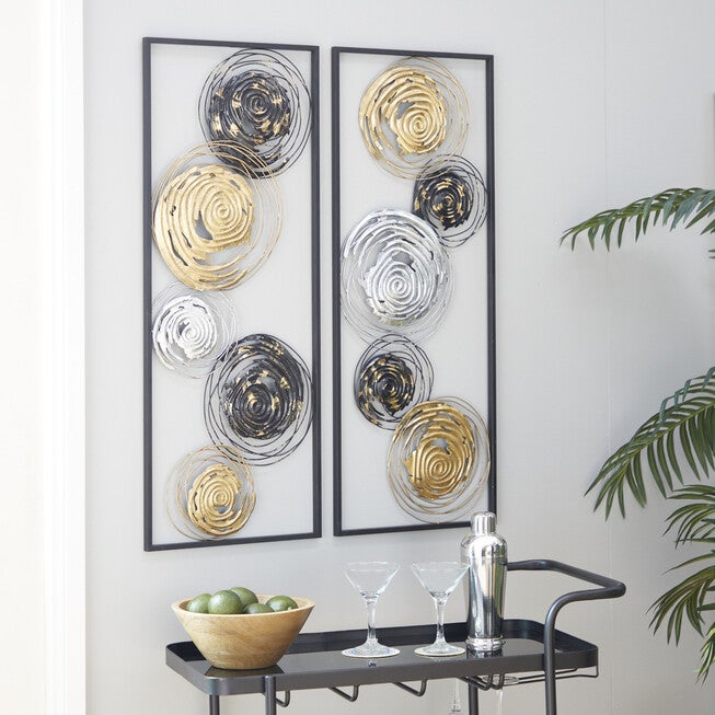 Set Of 2 Black Metal Contemporary Wall Decor, , alternate image number 7