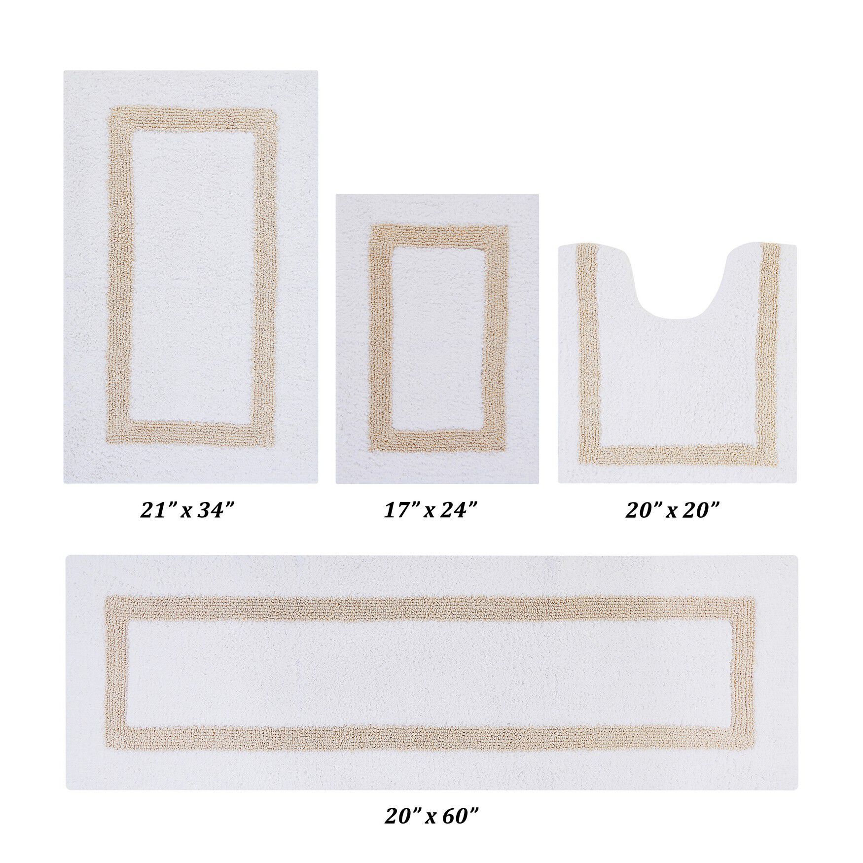Hotel Collectionis Bath Mat Rug 4 Piece Set (17 inches x 24 inches | 20 inches x 20 inches | 21 inches x 34 inches | 20 inches x 60 inches), WHITE SAND, hi-res image number 0
