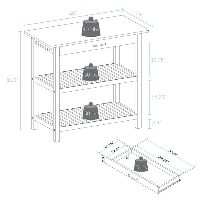Kitchen Island with Solid Wood Top, , alternate image number 6