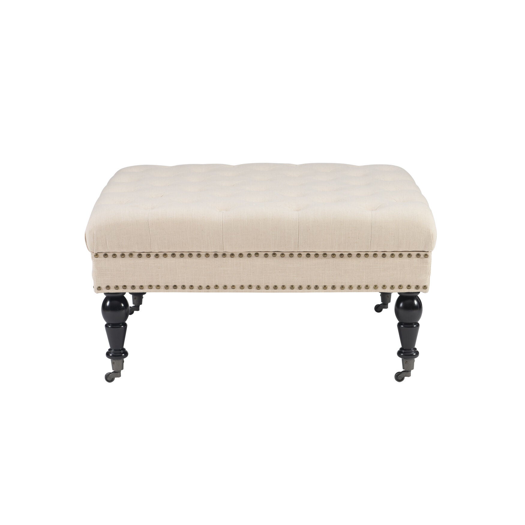 Isabelle Natural Square Tufted Ottoman, , alternate image number 1