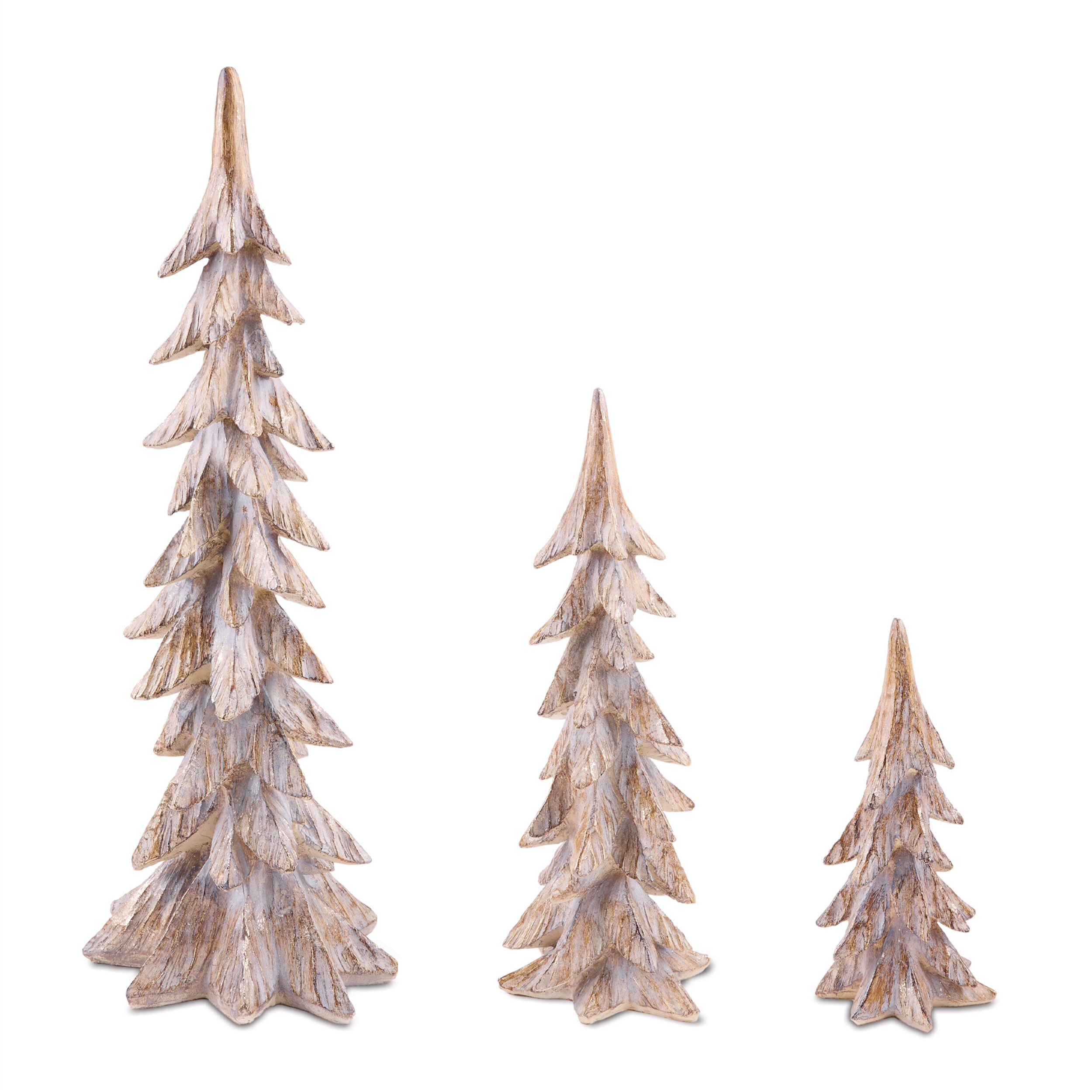 Carved Pine Tree (Set of 3), BROWN GOLD, alternate image number 1