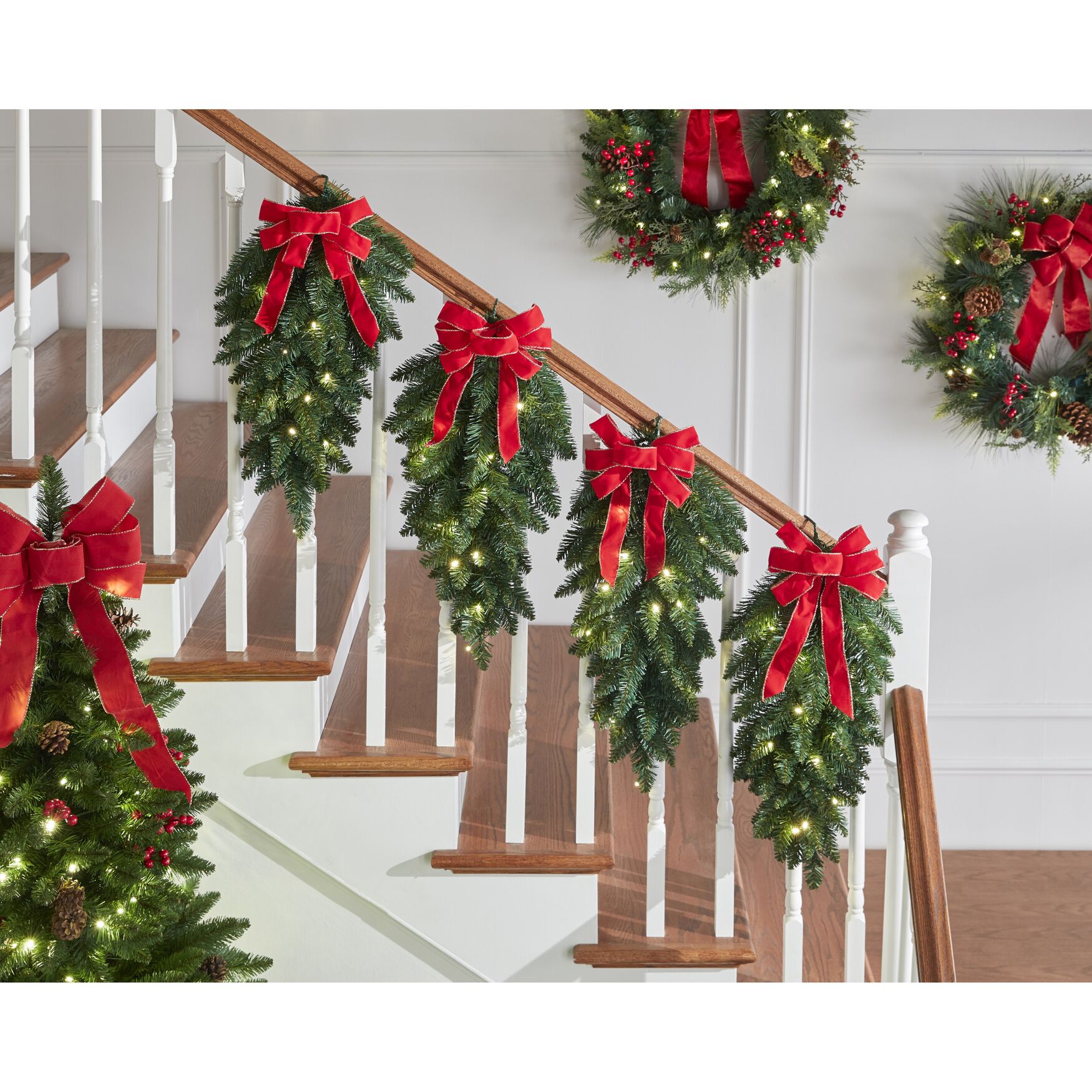 Pre Lit Stair Swags Set of 4