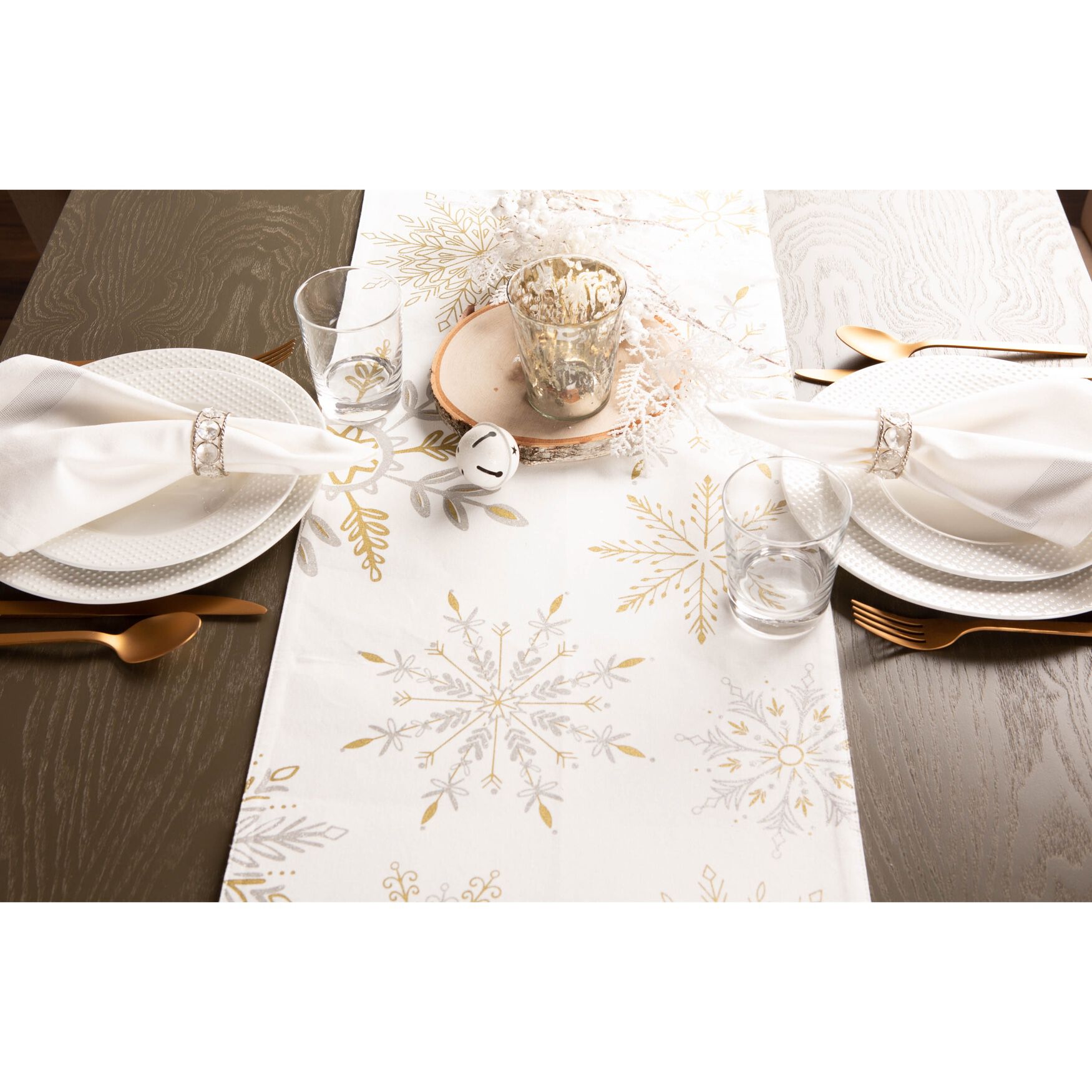 Snowflake Sparkle Printed Table Runner, , alternate image number 5