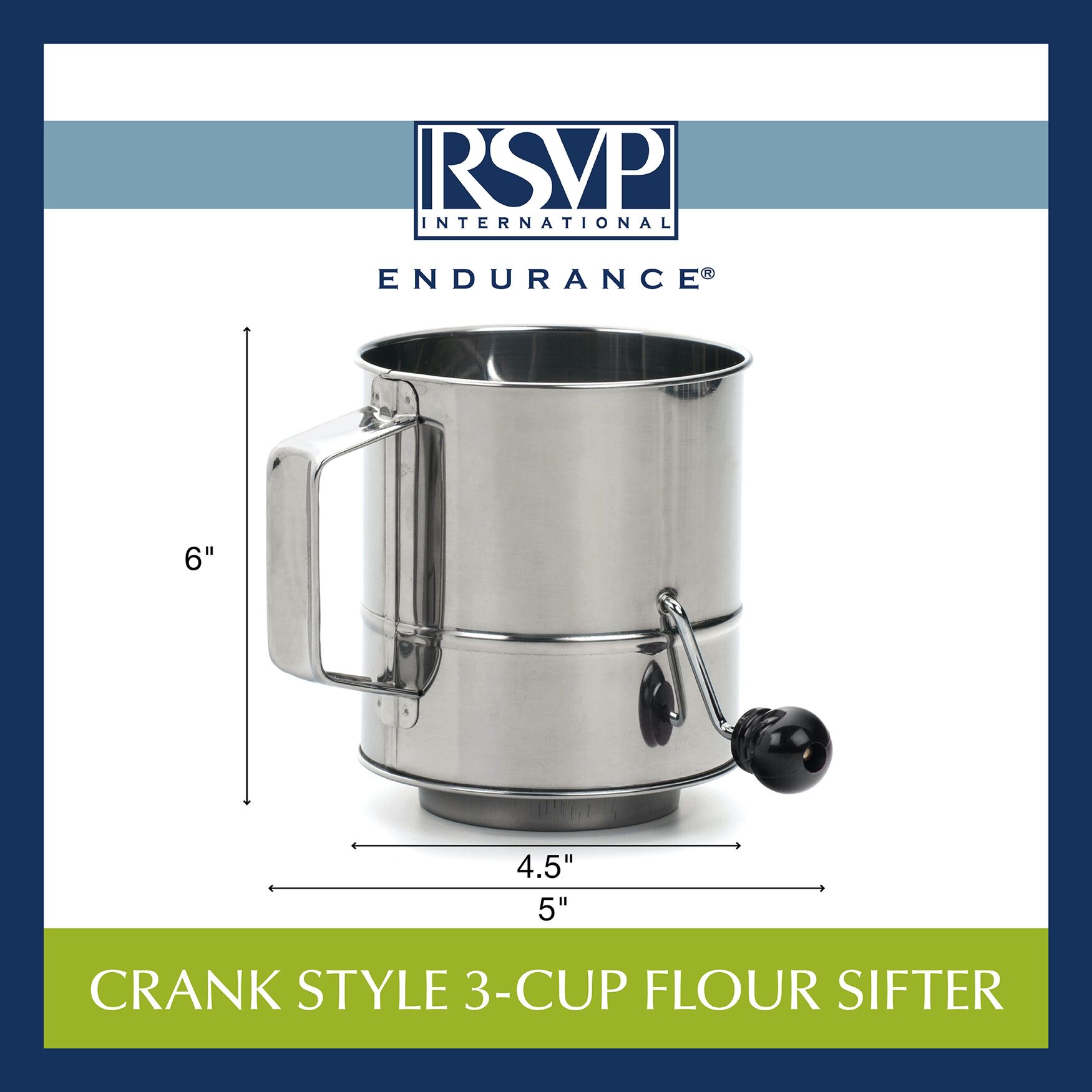 Crank Style Stainless Steel 3 Cup Flour Sifter Eloquii