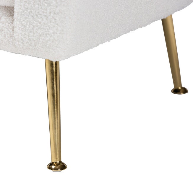 Fantasia Modern and Contemporary Ivory Boucle Upholstered and Gold Metal Armchair, IVORY, alternate image number 6