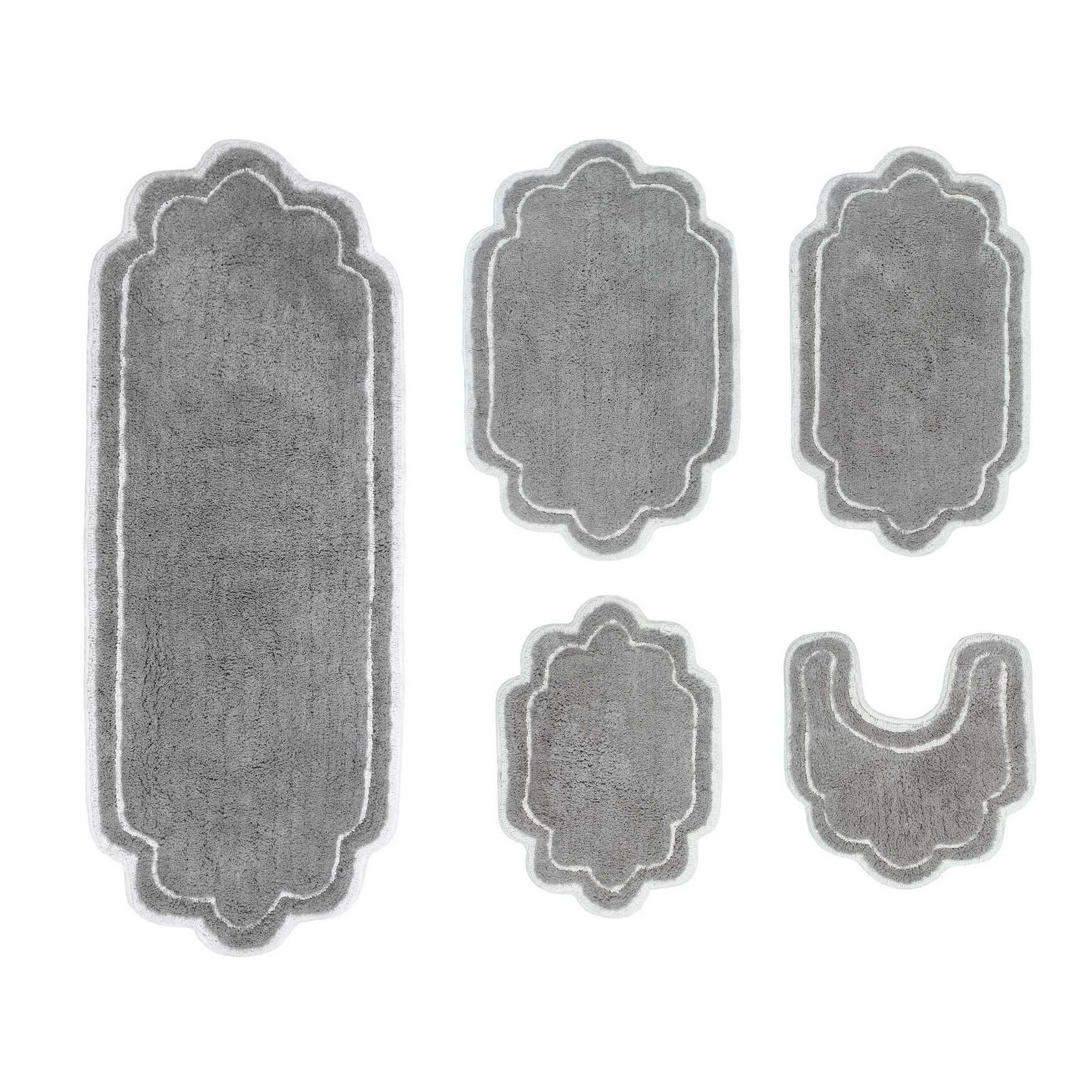 Allure 5 Piece Set Bath Rug Collection, GREY, hi-res image number 0
