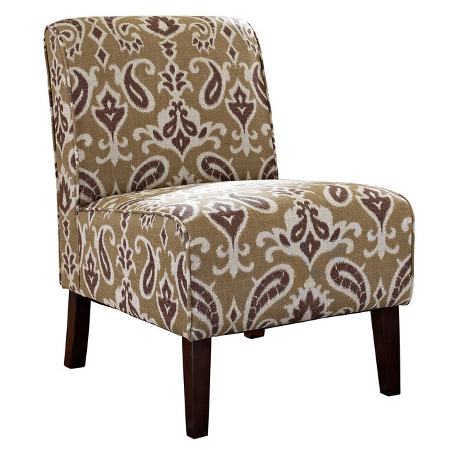 Lily Kendal Brown & Beige Fabric Chair , BROWN DARK WALNUT, hi-res image number null