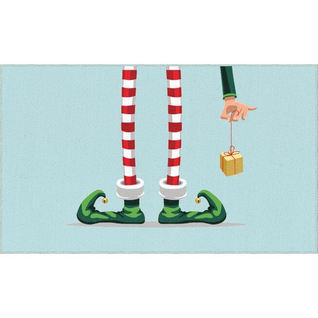 Elf Stockings Light Blue Kitchen Rug, LIGHT BLUE, hi-res image number 0