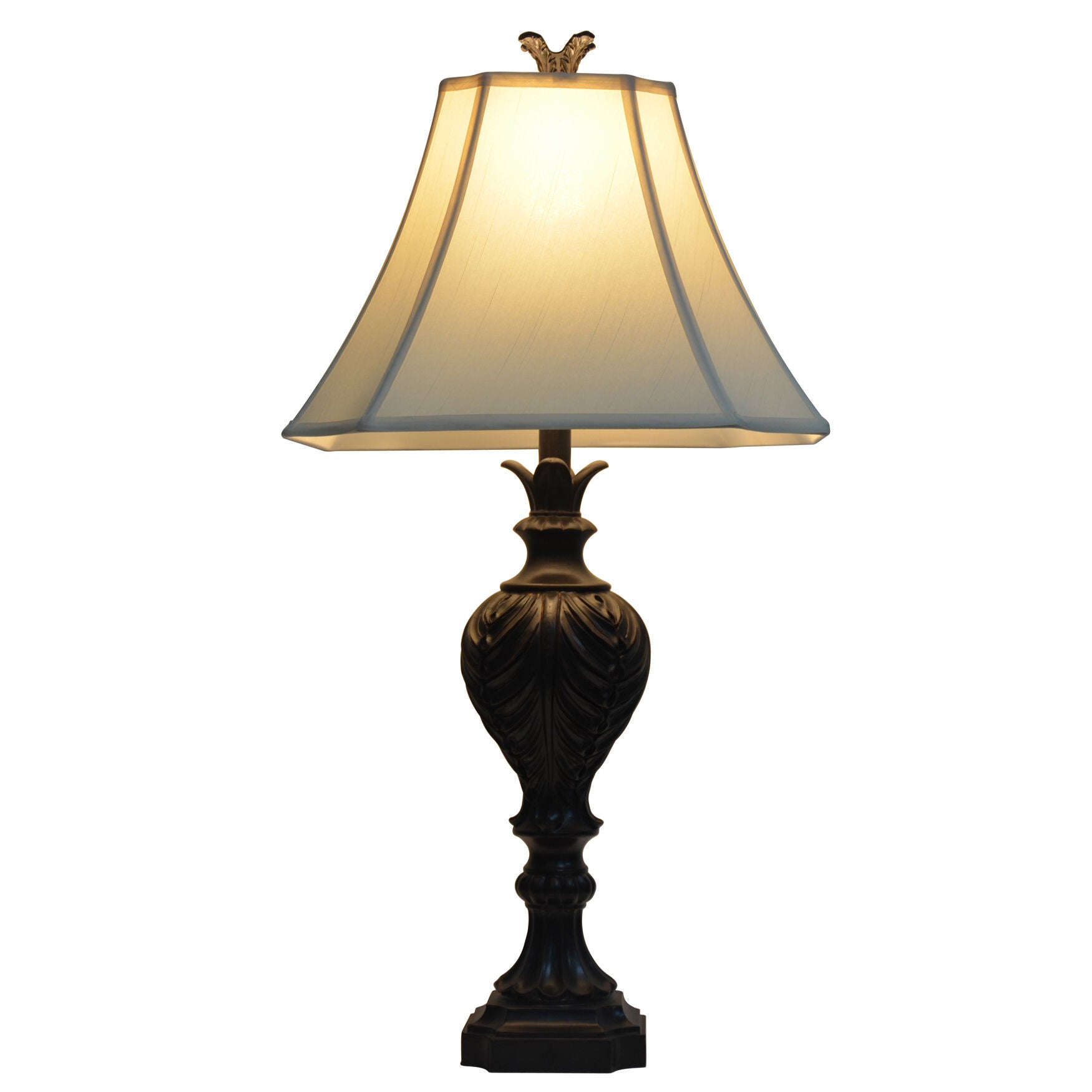 31 inches Dark Brown Carved Table Lamp, , on-hover image number 1