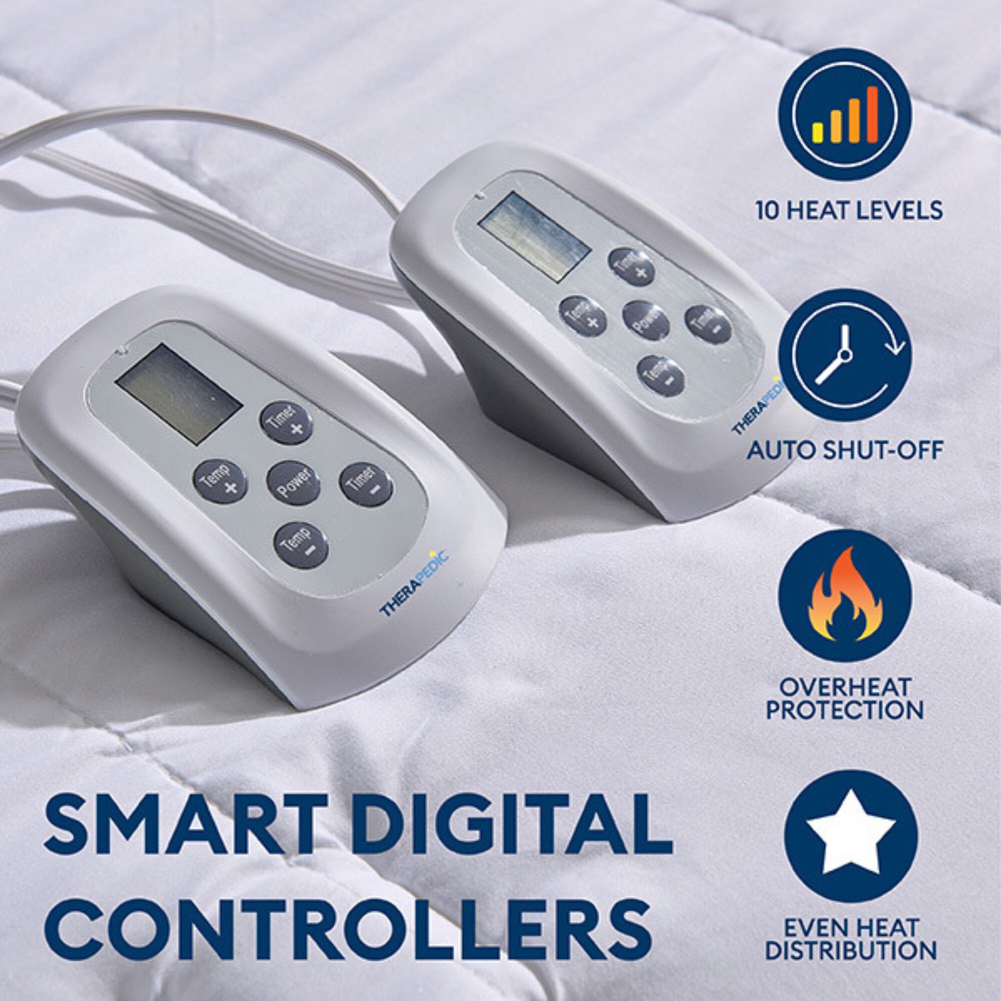 76 inches x 80 inches White King Heated Mattress Pad, WHITE, alternate image number 1