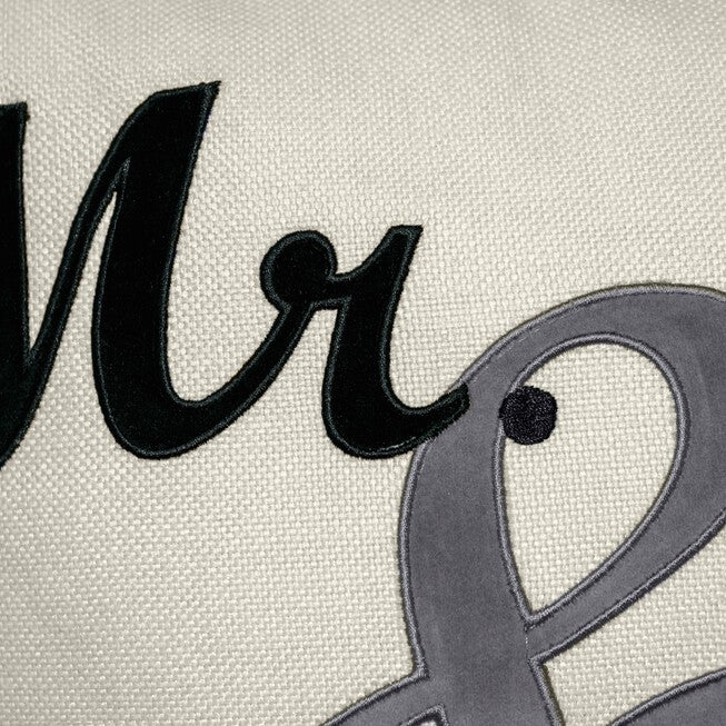 Celebrations ""Mr. & Mrs."" Cursive Embroidered Applique Decorative Pillow , , alternate image number null