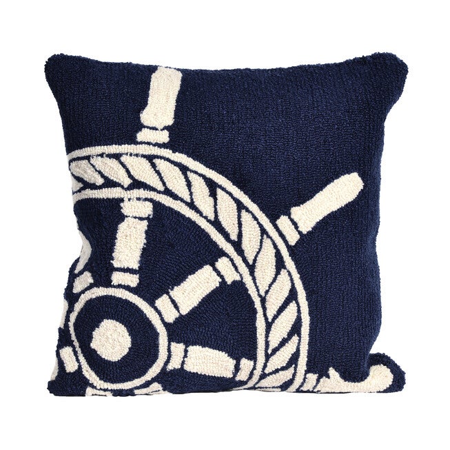 Ship's Wheel Throw Pillow, NAVY, hi-res image number null