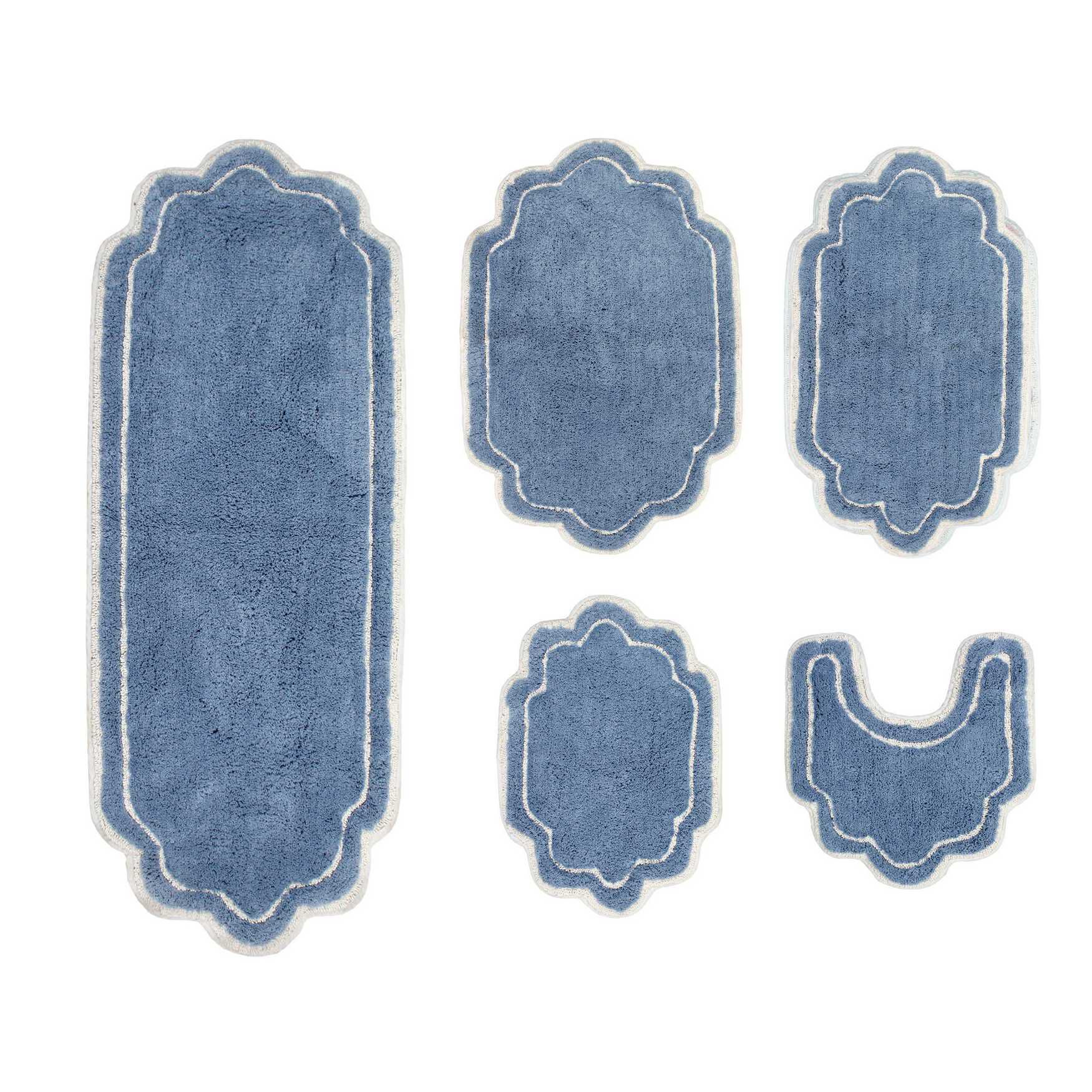 Allure 5 Piece Set Bath Rug Collection, BLUE, hi-res image number 0
