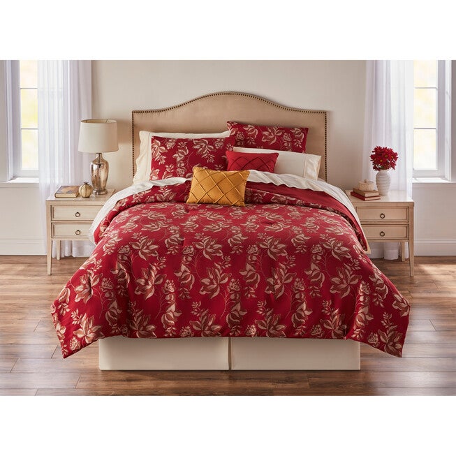Elizabeth 5-PC. Jacquard Comforter Set, BURGUNDY, hi-res image number 0