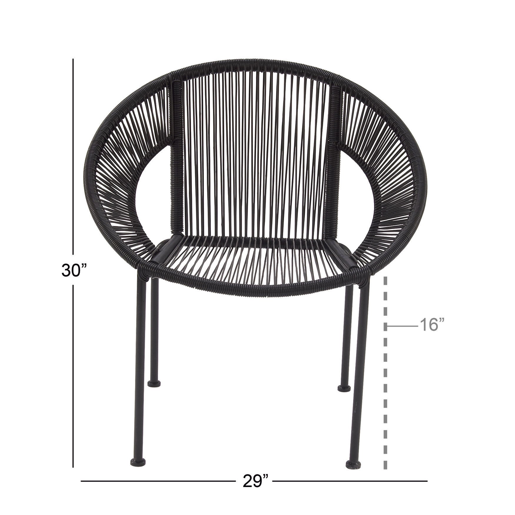 Black Metal Contemporary Outdoor Chair, , alternate image number 5