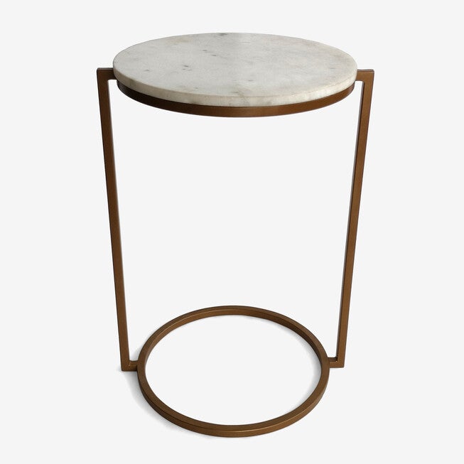 White Marble Side Table, WHITE MARBLE, hi-res image number 0
