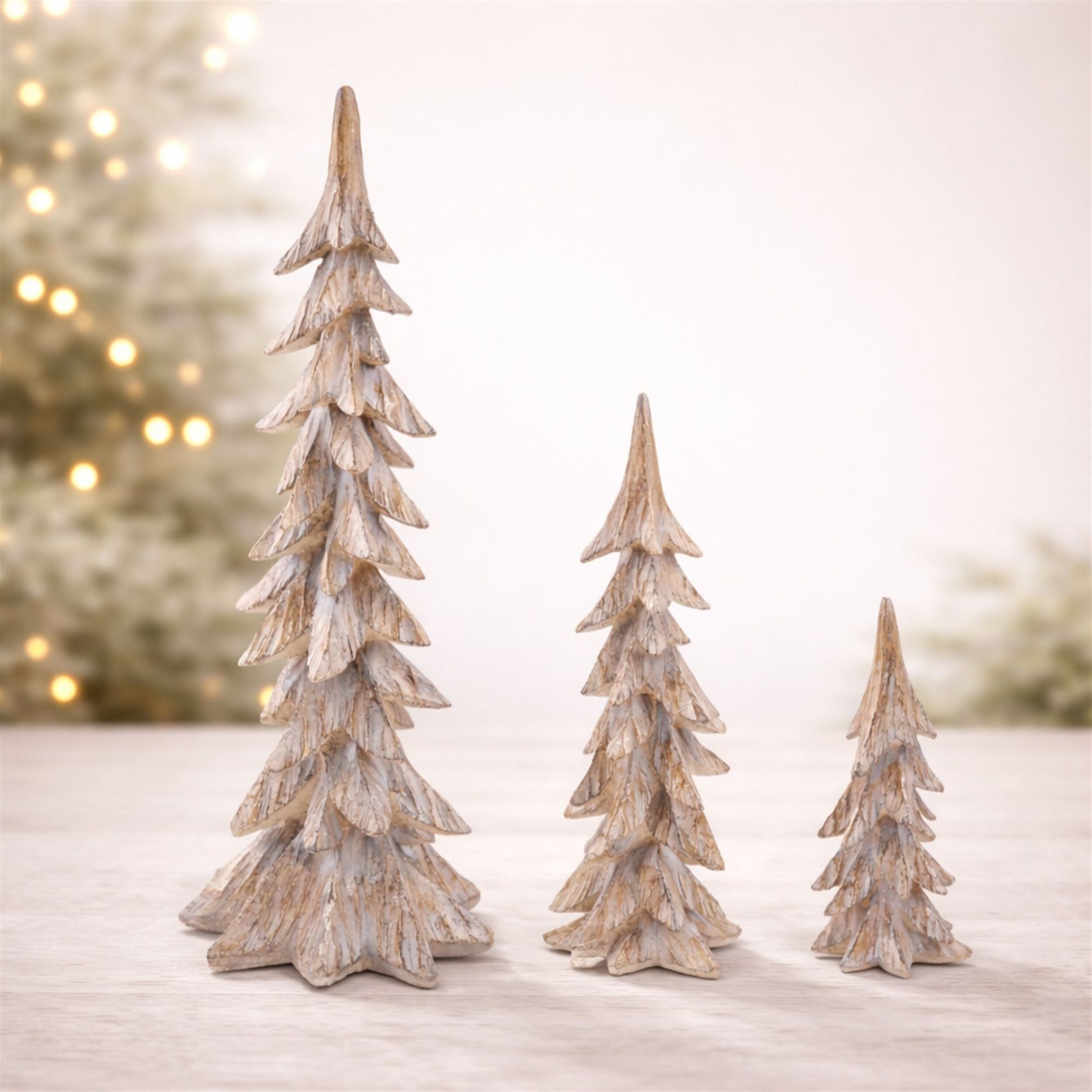 Carved Pine Tree (Set of 3), BROWN GOLD, alternate image number 2