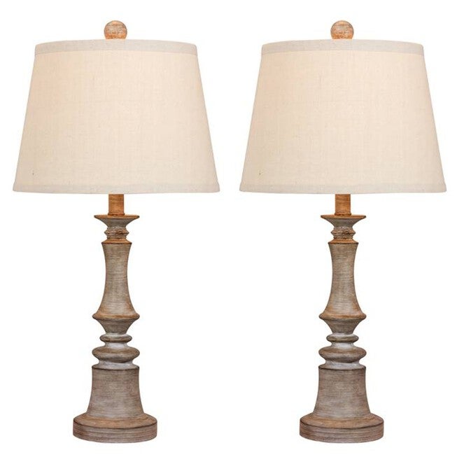 Cottage Weathered Grey Resin26.5 inches Table Lamp, Set 2, GREY, hi-res image number 0