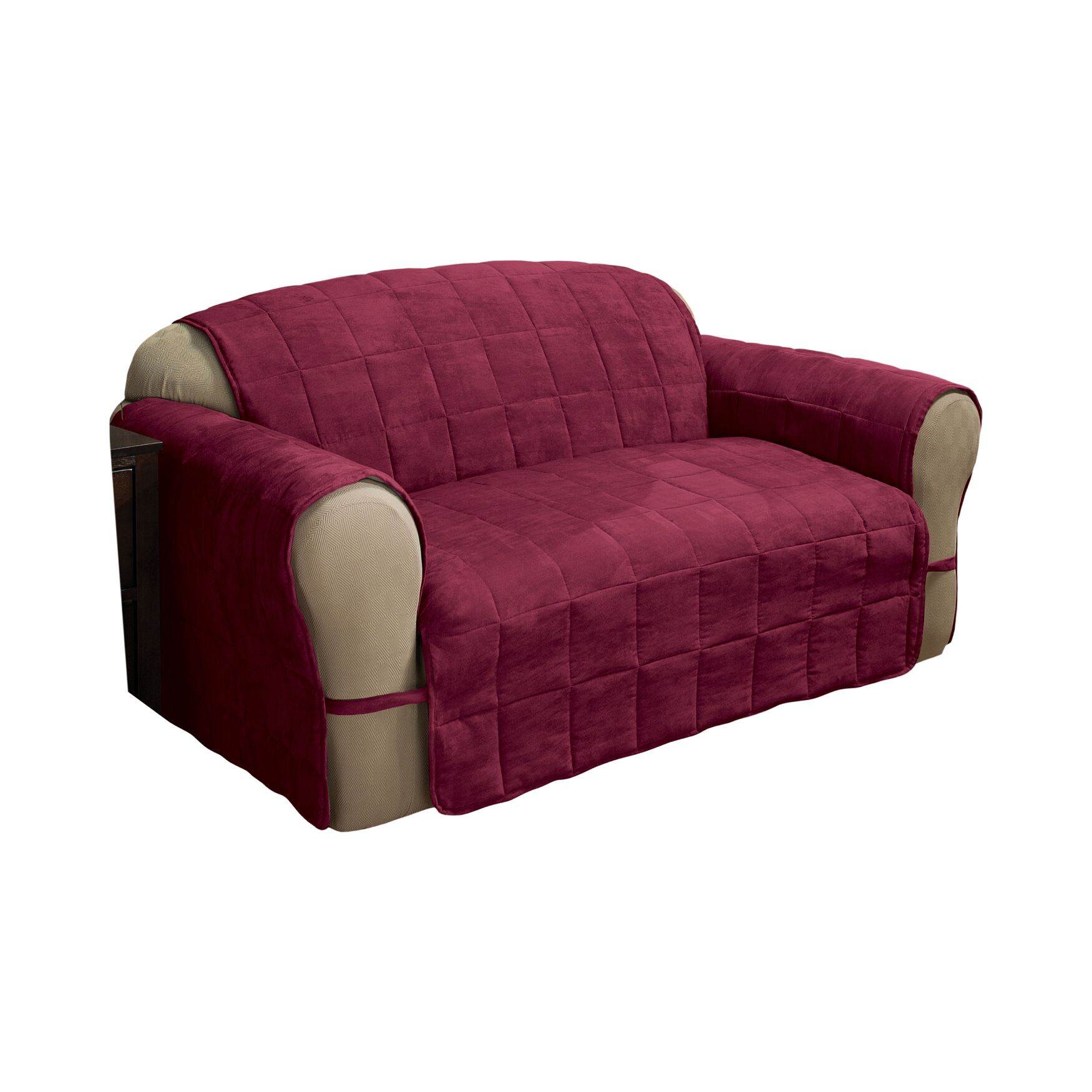 Ultimate Faux Suede Sofa Furniture Slipcover, BURGUNDY, hi-res image number 0
