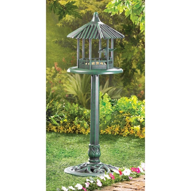 Verdigris Gazebo Standing Bird Feeder, , on-hover image number 1