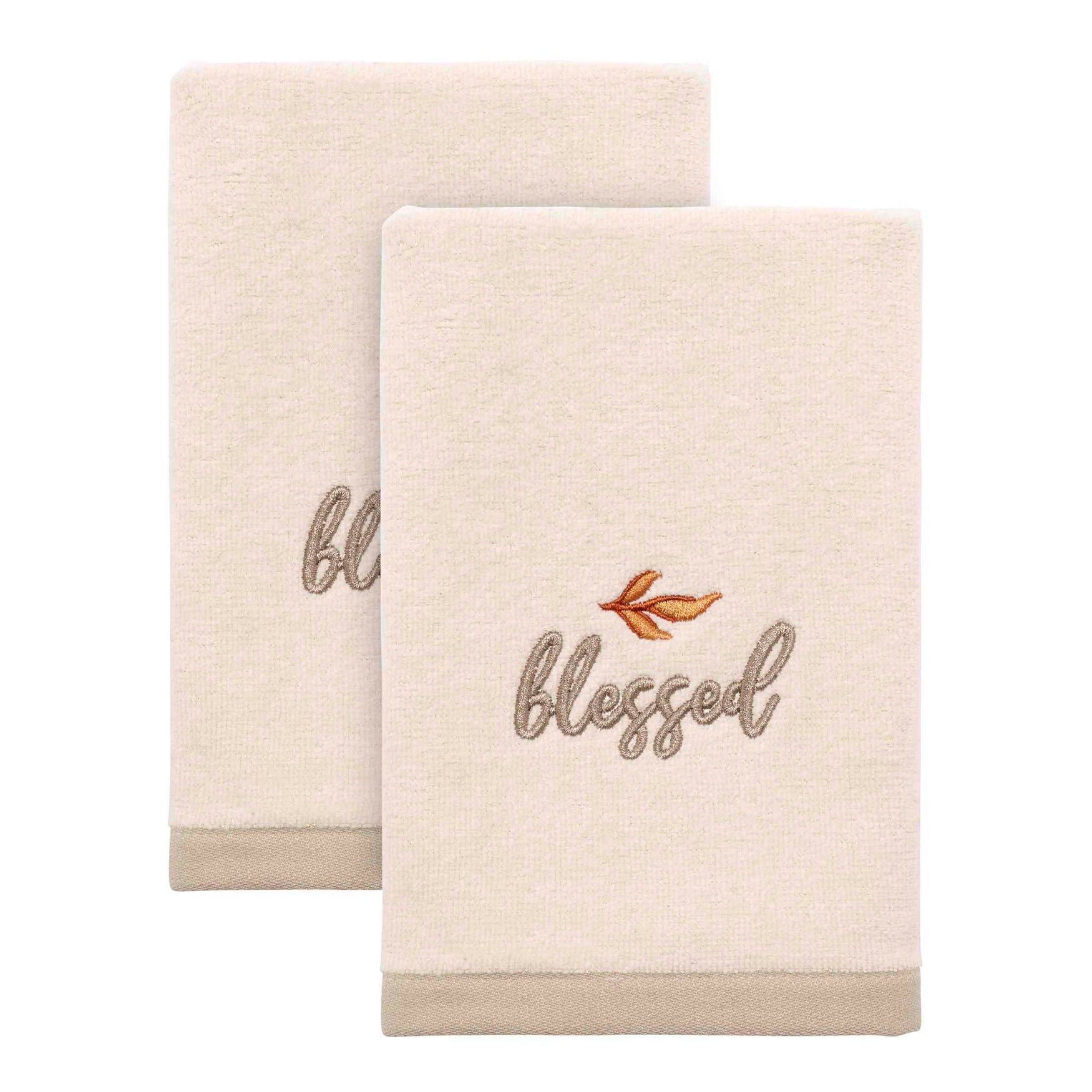 &ldquo;Blessed" Decorative Fingertip Towel, Set of 2