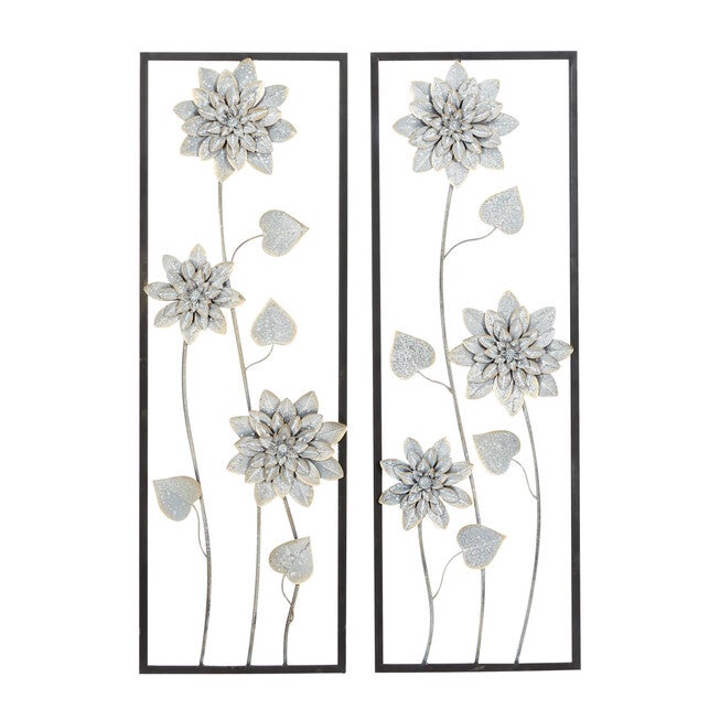 Set Of 2 Grey Metal Contemporary Wall Decor, GREY, hi-res image number 0