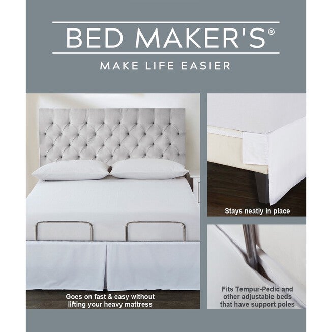 Bed Maker's Adjustable Bed Wrap-Around 15 inches" Tailored Bedskirt , , on-hover image number 1