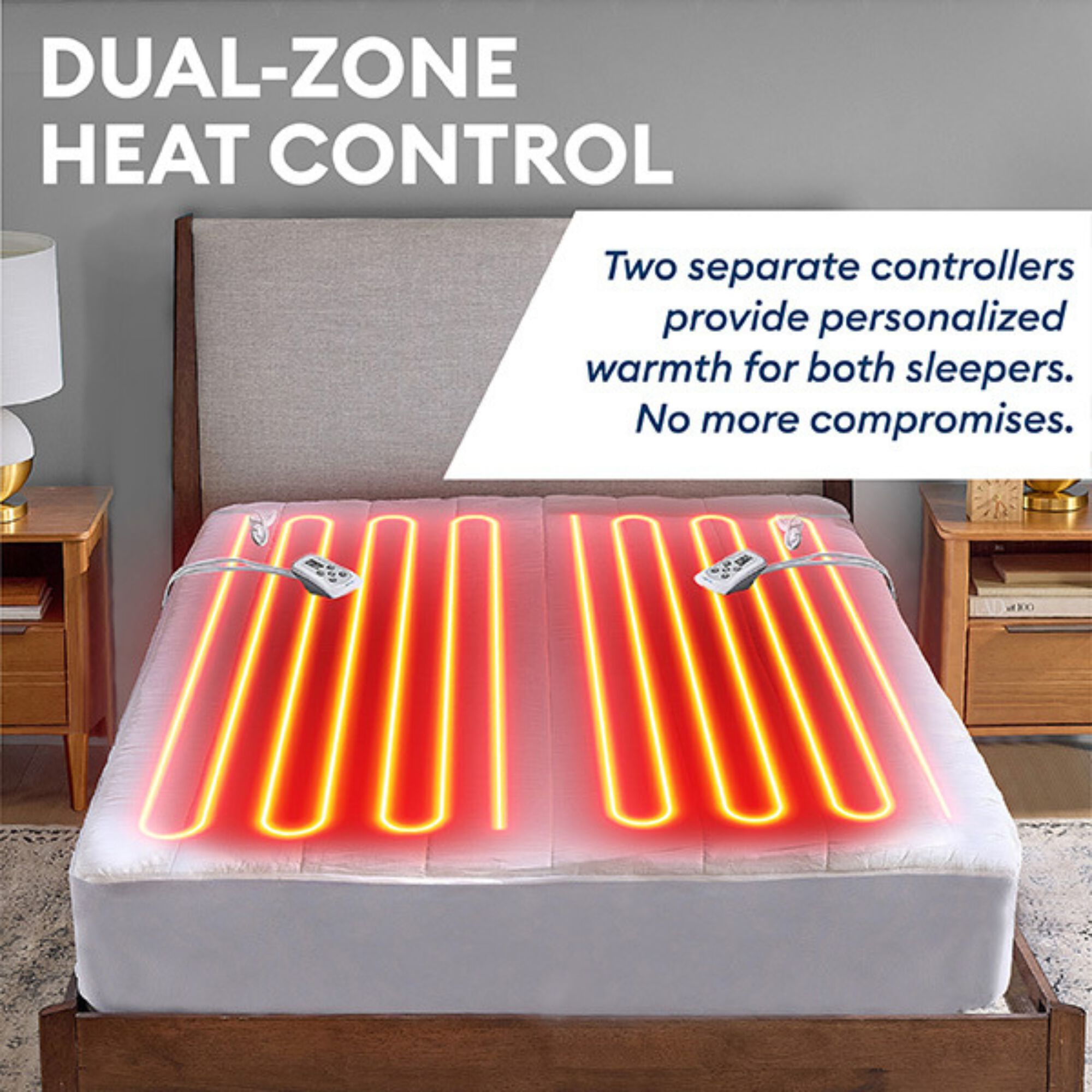 76 inches x 80 inches White King Heated Mattress Pad, WHITE, alternate image number 2