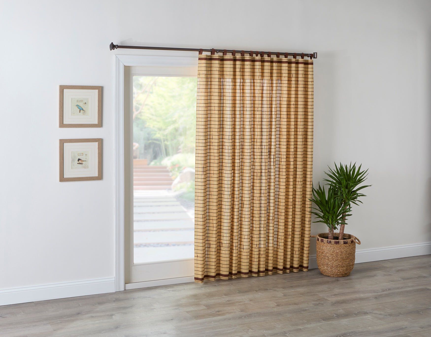Natural Woven Bamboo Light-Filtering Tab-Top Window Panel