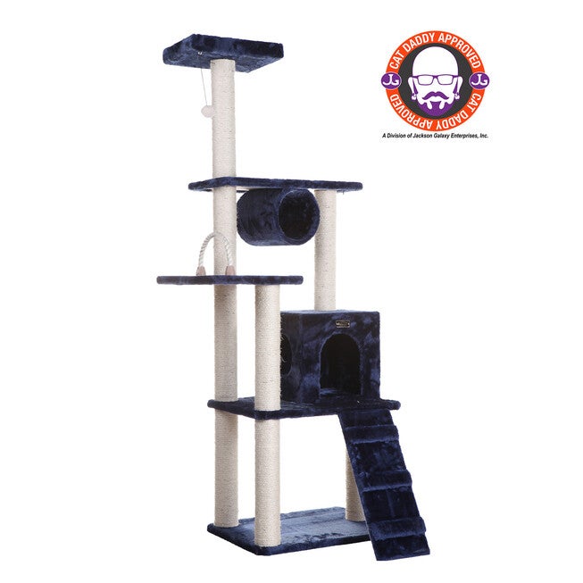 Real Wood 71 inches Cat Climbing Furniture Tower, NAVY, hi-res image number 0