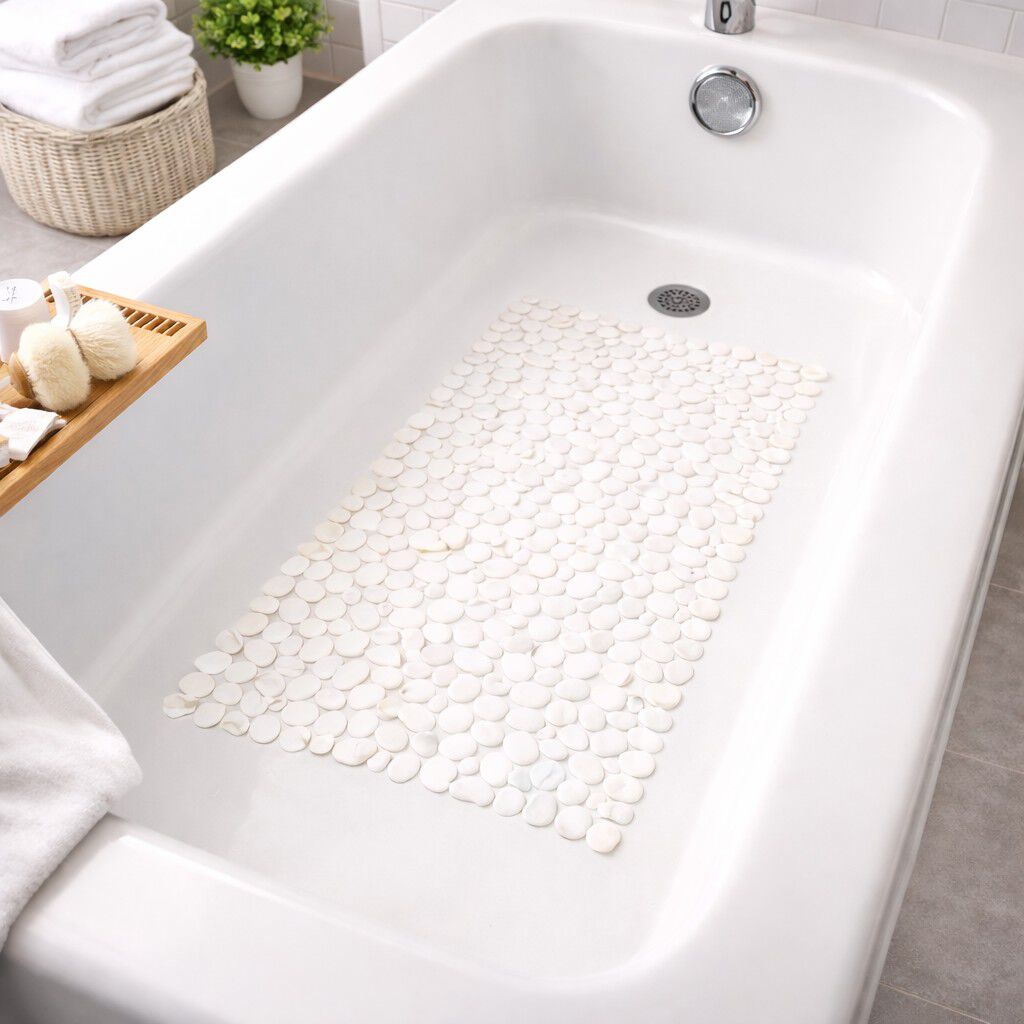 Extra Long Tub Mat With River Stones Design