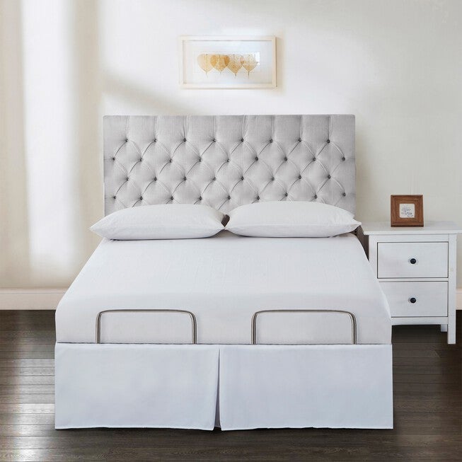 Bed Maker's Adjustable Bed Wrap-Around 15 inches" Tailored Bedskirt , WHITE, hi-res image number 0
