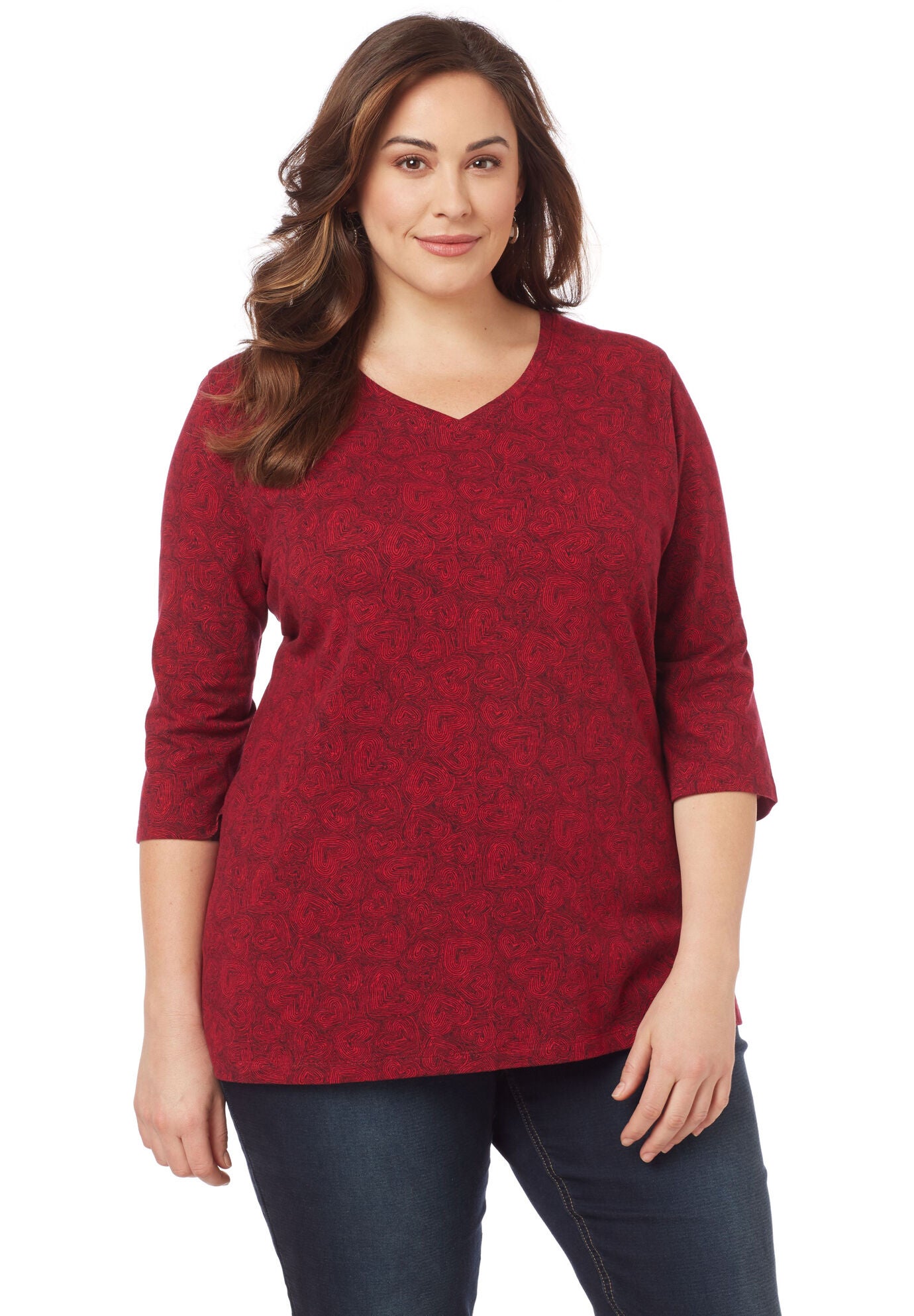 Love Notes 3/4-Sleeve Tee, RED, hi-res image number 0