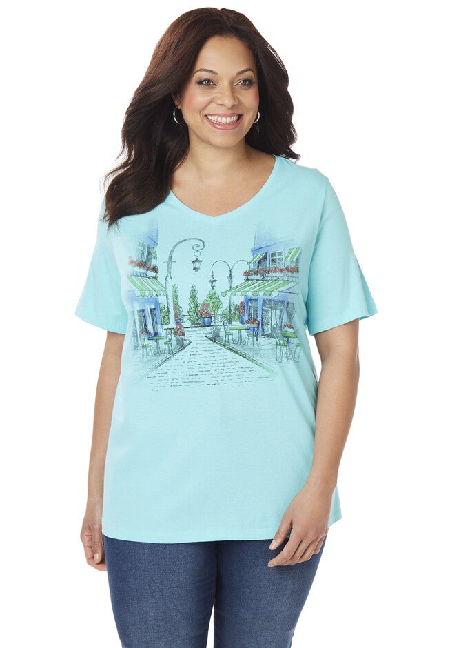 Spring Style Graphic Tee, MARINER NAVY GEO AQUA, hi-res image number 0