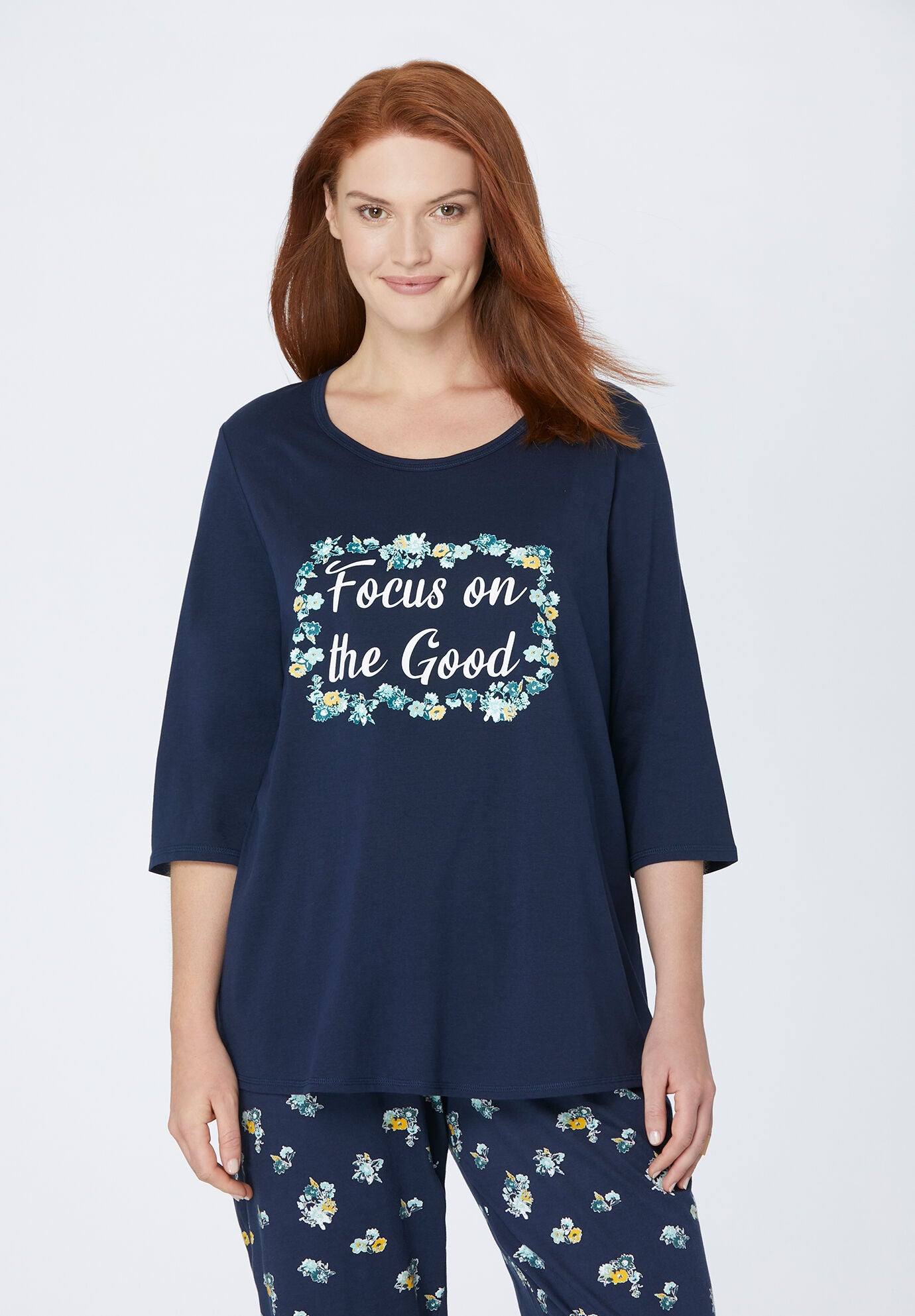 3/4 Sleeve Sleep Tee, MARINER NAVY GOOD, hi-res image number 0