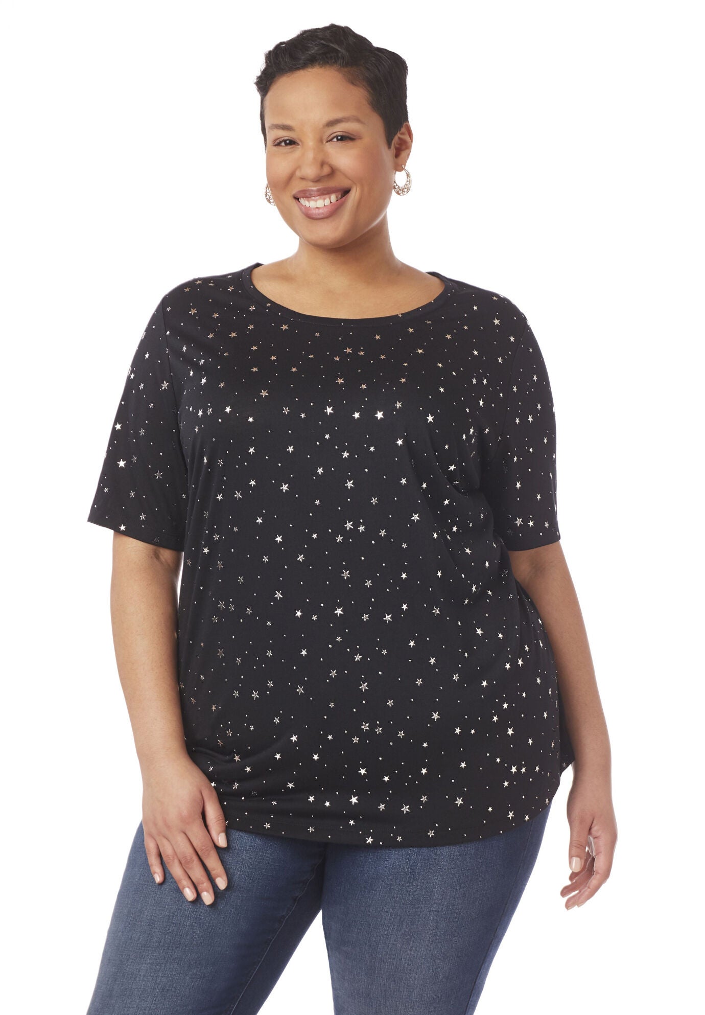 Dazzle Star Tee, BLACK, hi-res image number 0