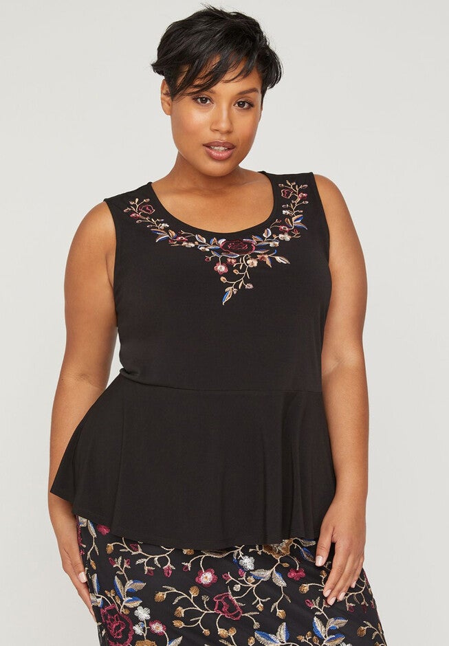 Black Label Garden Vale Peplum Tank, BLACK, hi-res image number null