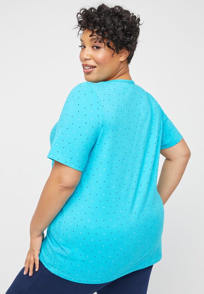 Suprema Dotted Crochet V-Neck Tee, , on-hover image number 1