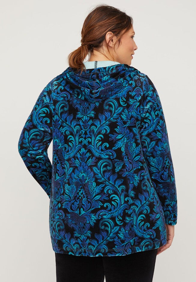 Active Floral Velour Hoodie Jacket, , on-hover image number 1