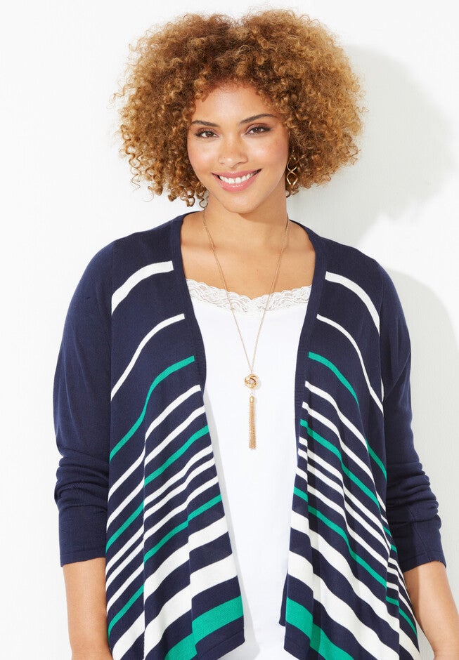 Liz&Me® Striped Cascade Cardigan, , alternate image number 2