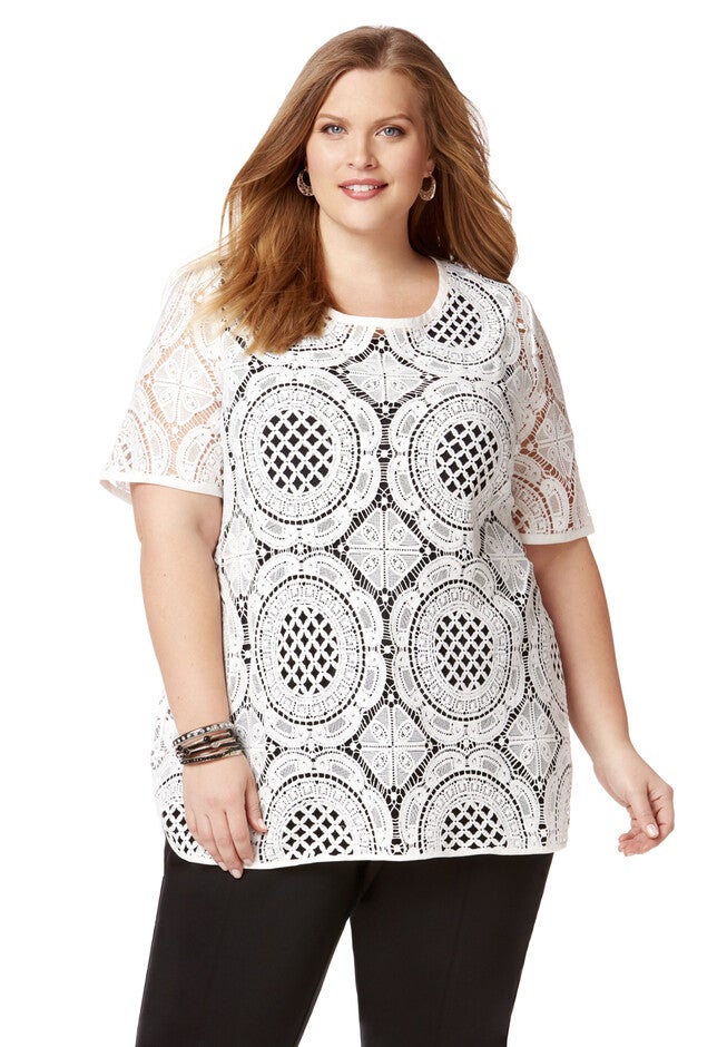 Las Palmas Crochet Top, WHITE, hi-res image number null