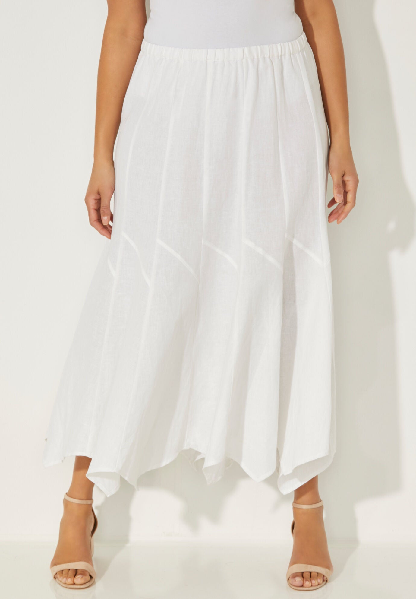 Linen white high low skirt deals