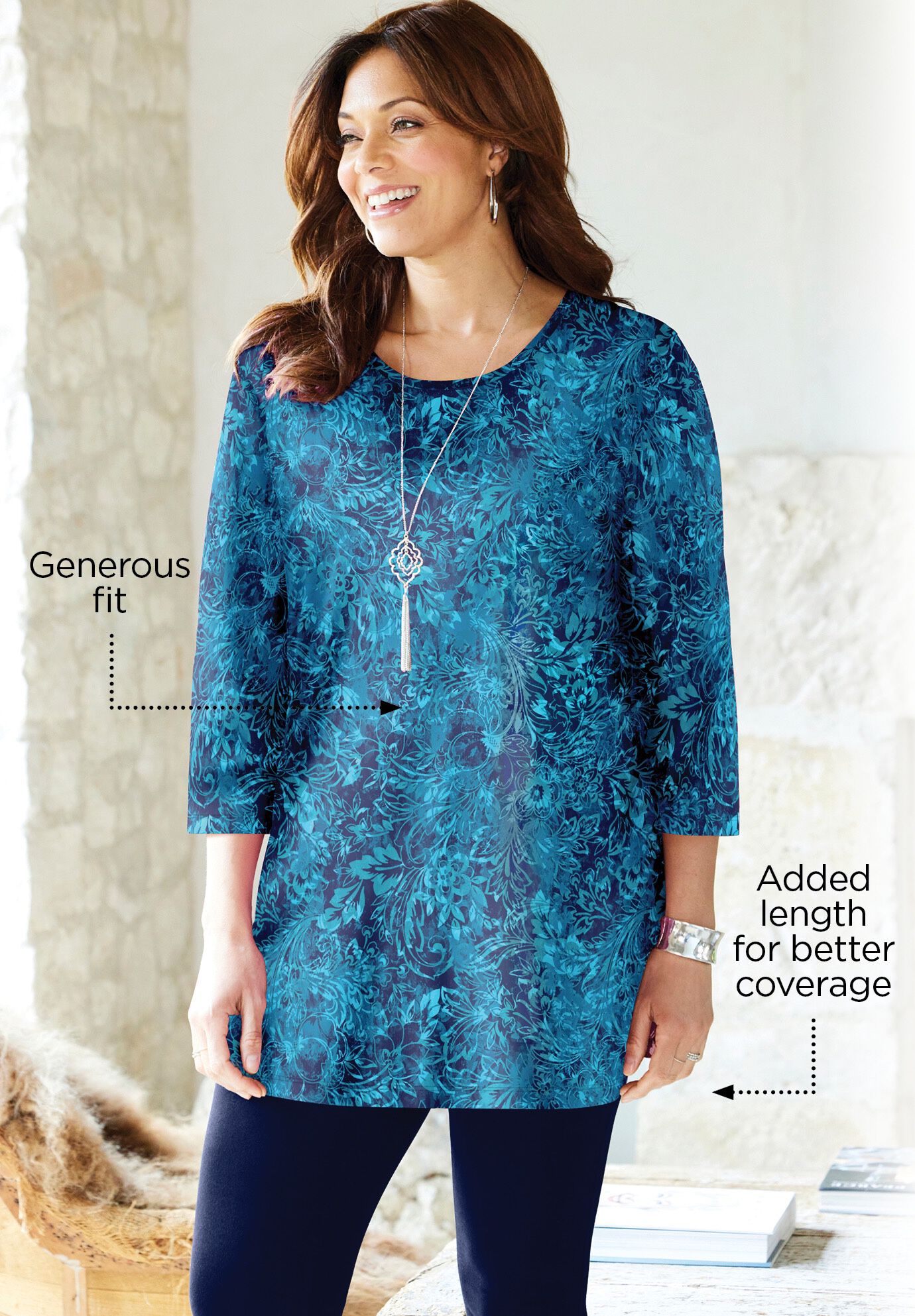 Easy Fit 3/4-Sleeve Scoopneck Tunic, , alternate image number 5