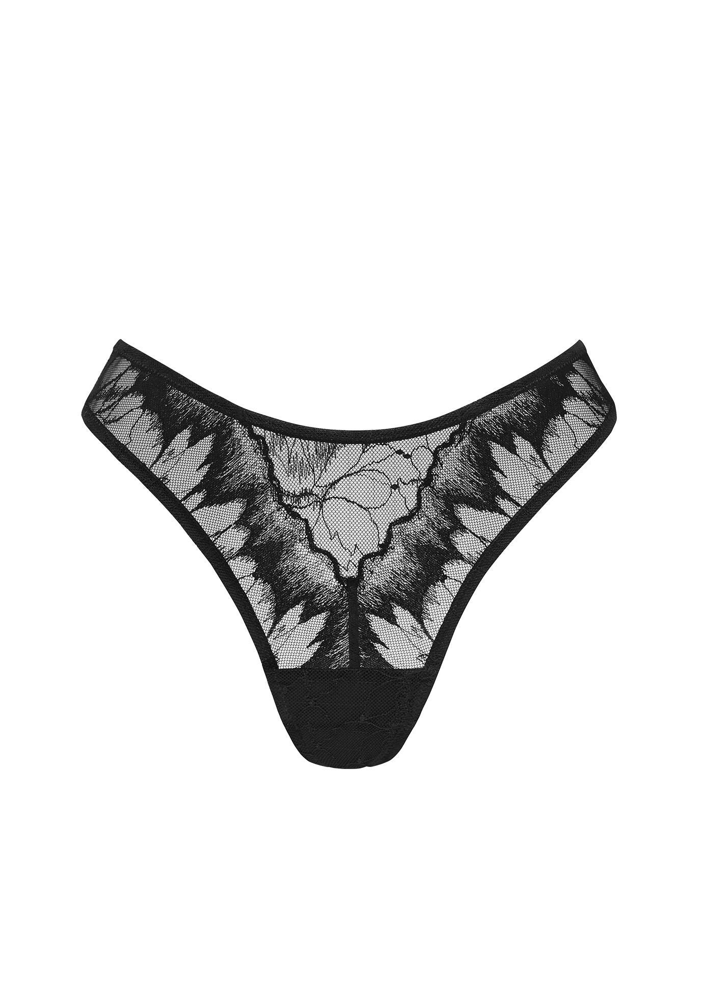 The Thong- Floral Lace, BLACK, alternate image number 2
