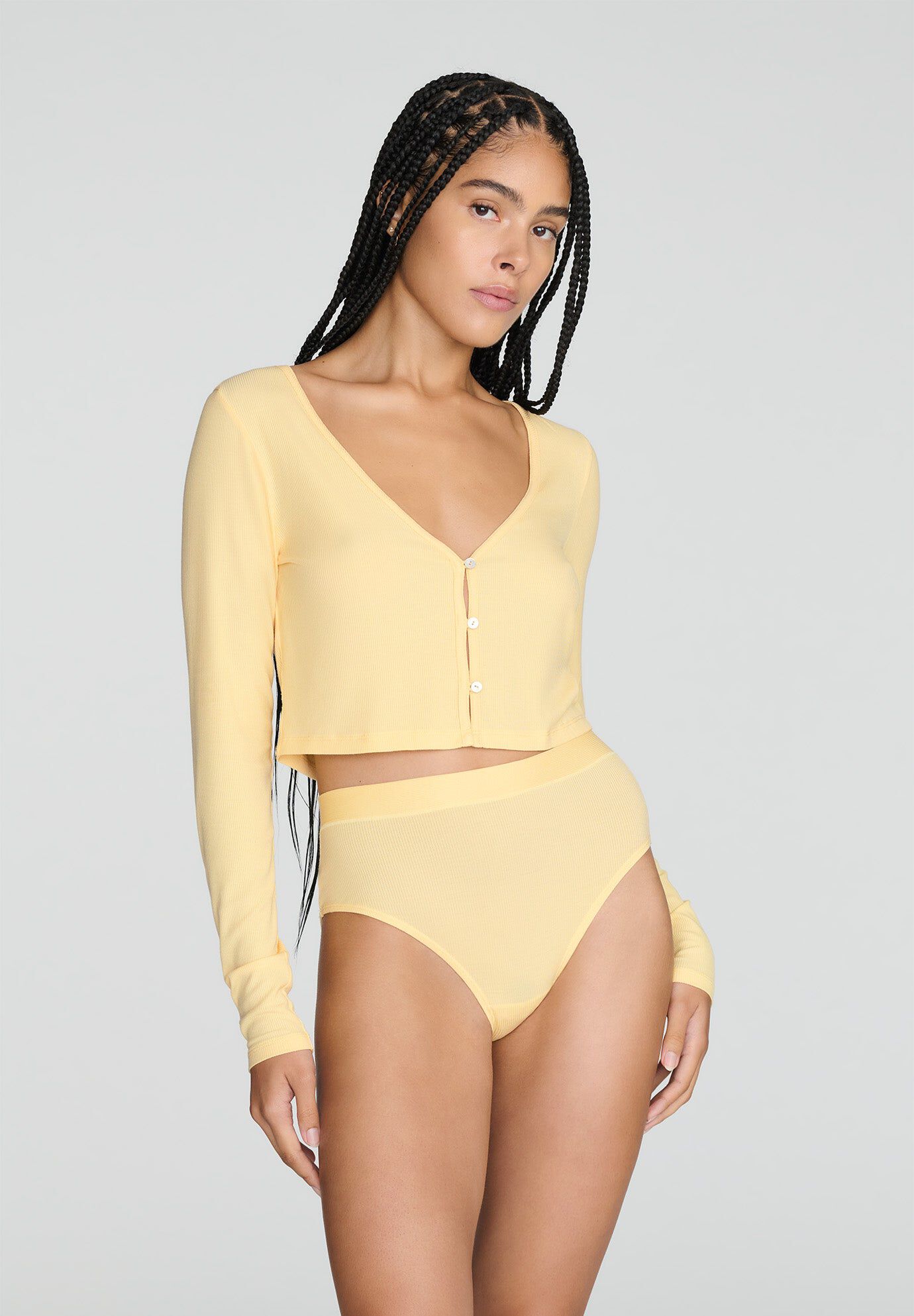 The Cropped Cardigan - Modal Silk Rib