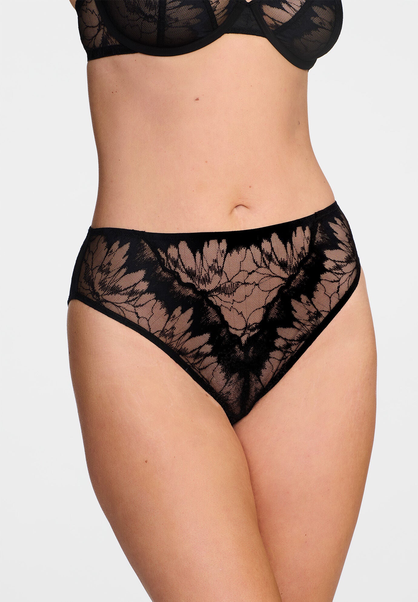 The Highwaist- Floral Lace, BLACK, alternate image number 7