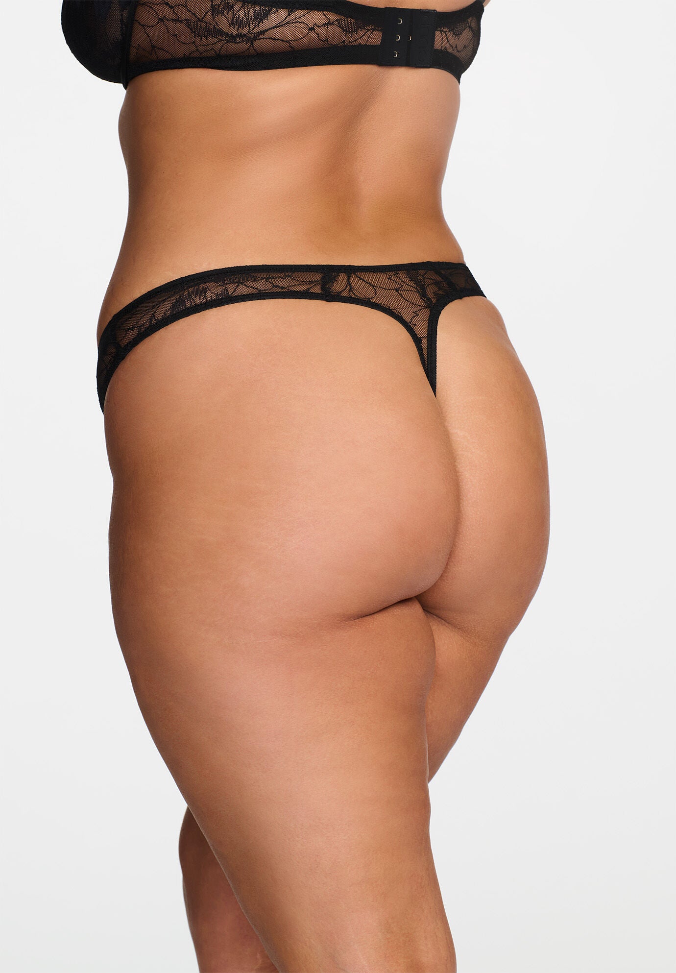 The Thong- Floral Lace, BLACK, alternate image number 9