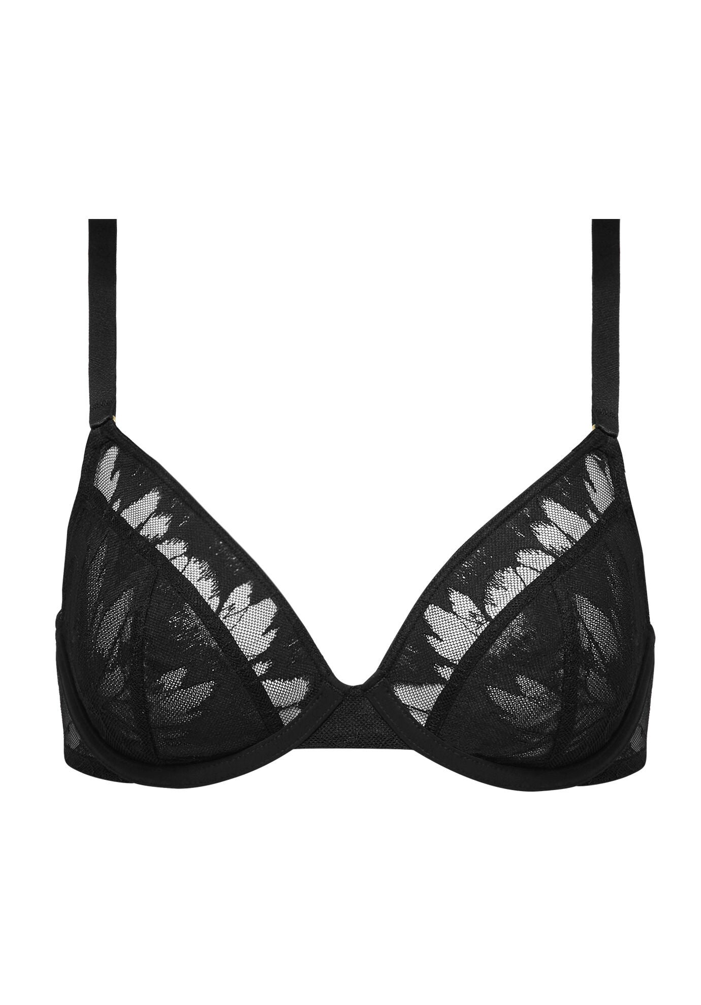 The Plunge- Floral Lace, BLACK, on-hover image number 1