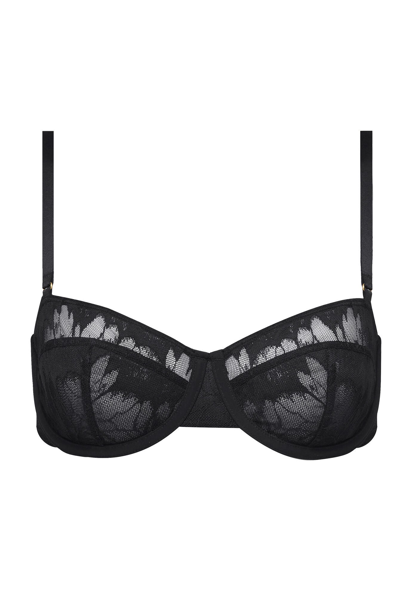 The Balconette- Floral Lace, BLACK, on-hover image number 1